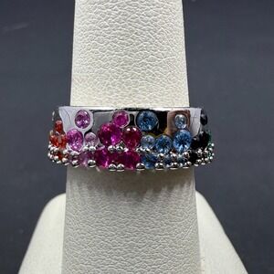 Bomb Party Simply Stunning Size 6 Ring Multi Color CZ RBP6117 Rhodium